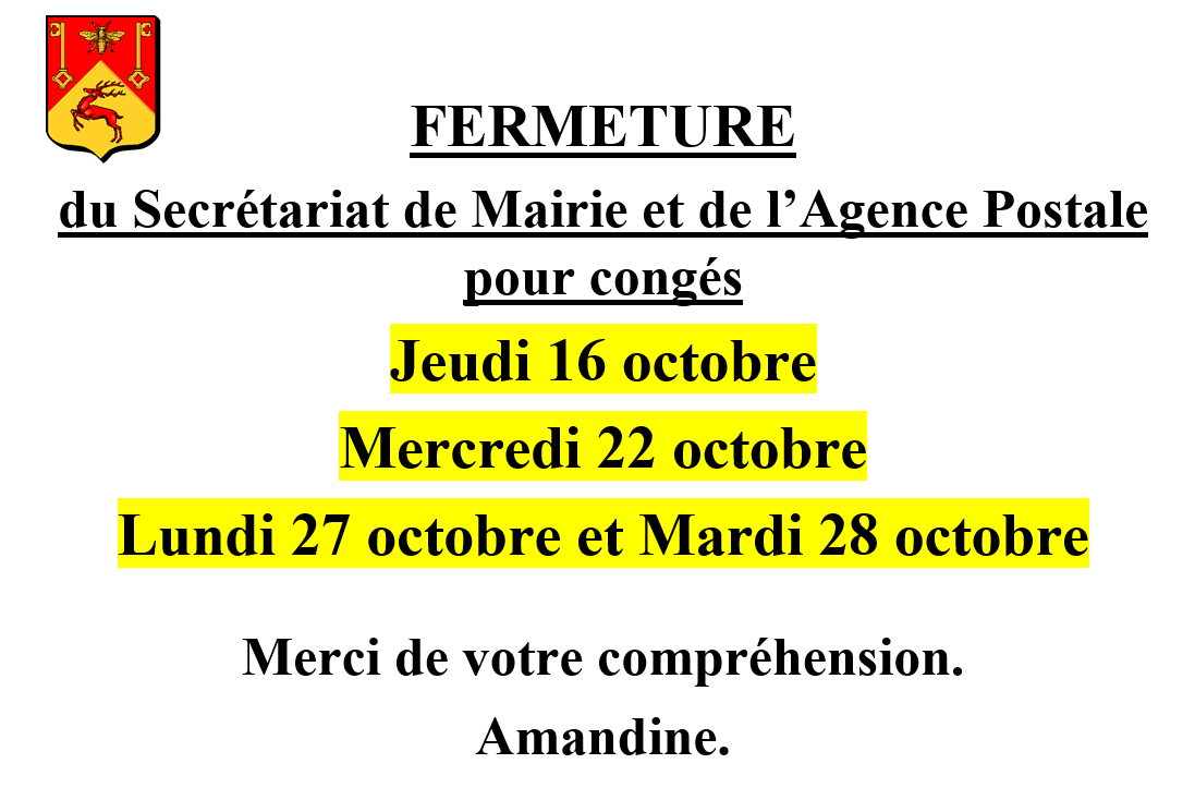 Lire la suite à propos de l’article Fermeture pour congés